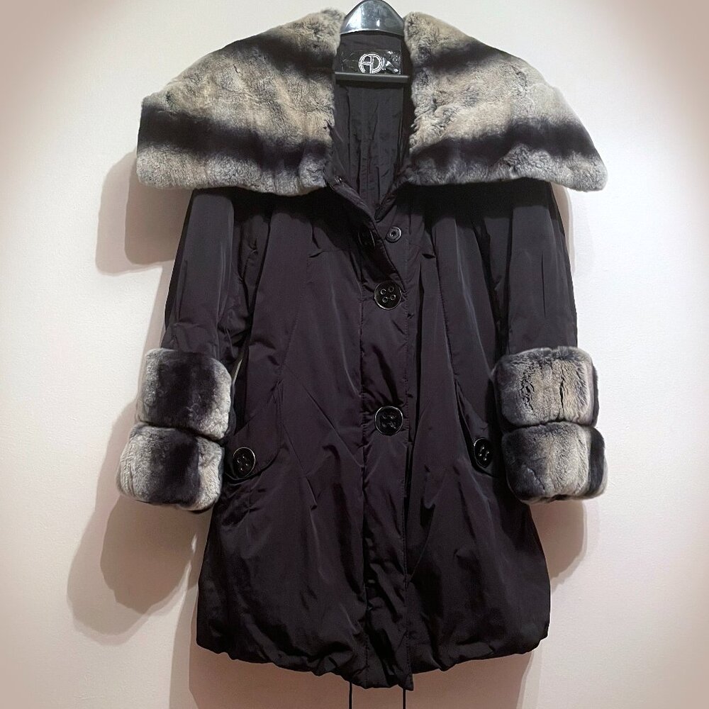 Armando Diaz Chinchilla Jacket - Black - Size XL - NEW